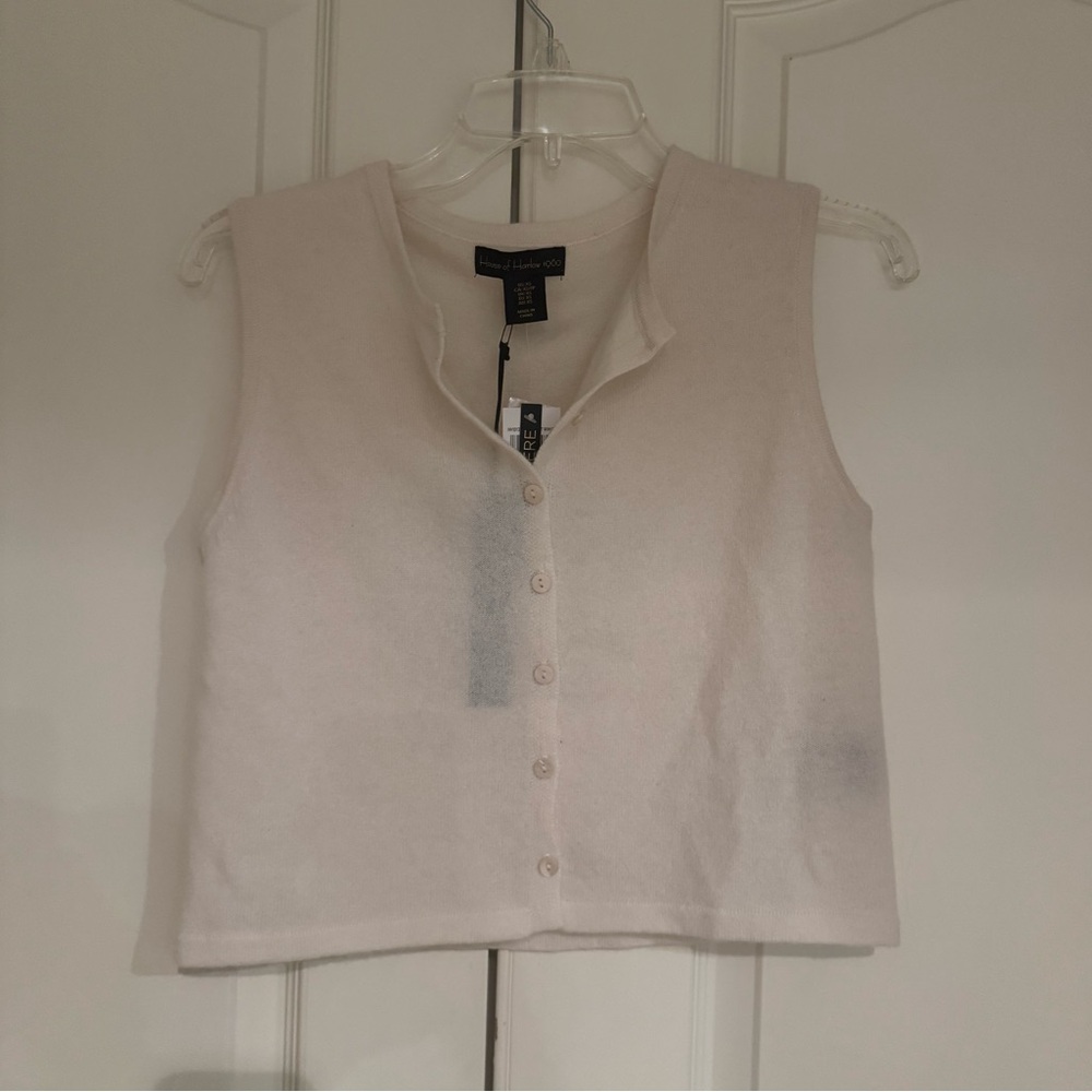 White Button-Up Cashmere tank